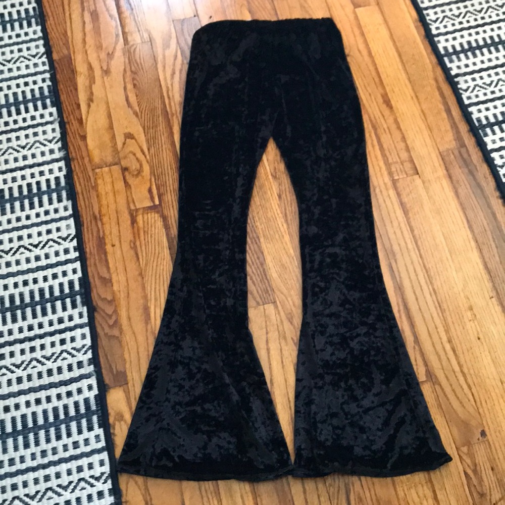 Black velvet pants